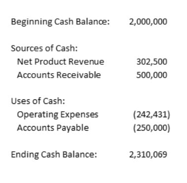 Example of cash projection