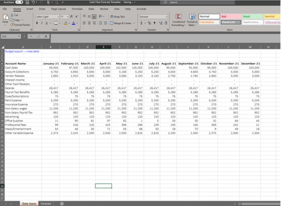 Cash Flow forecast 