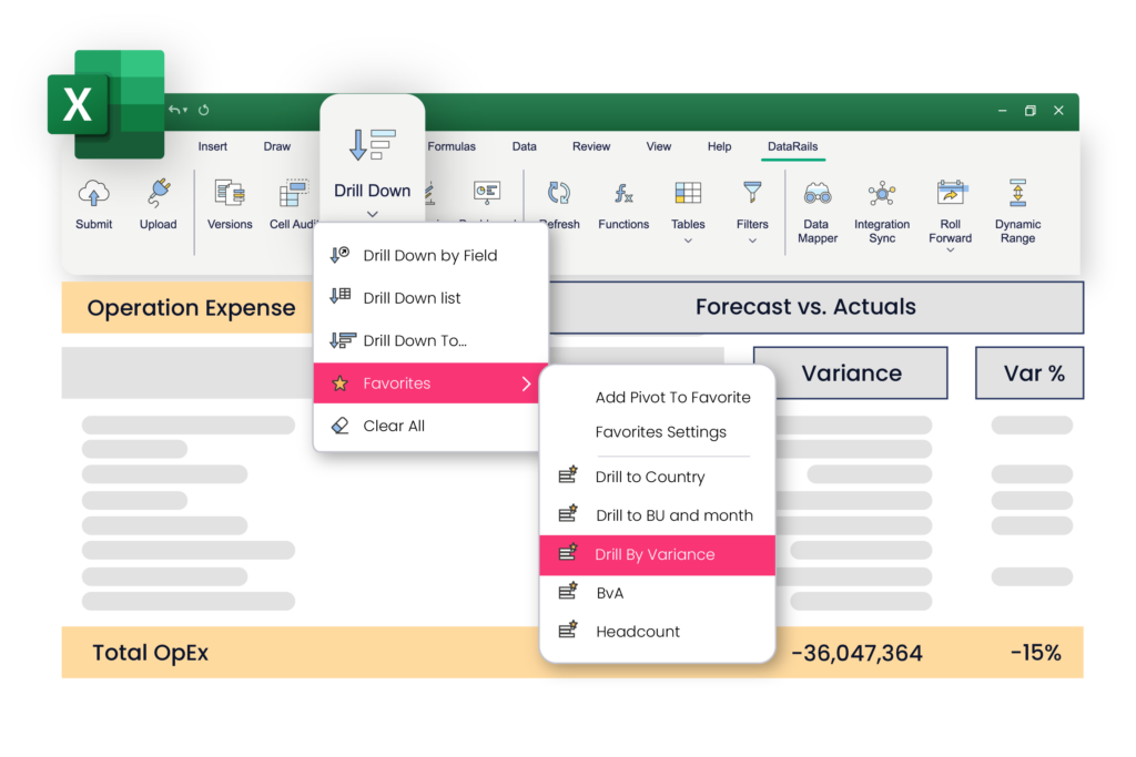 Product >Working With Excel Datarails