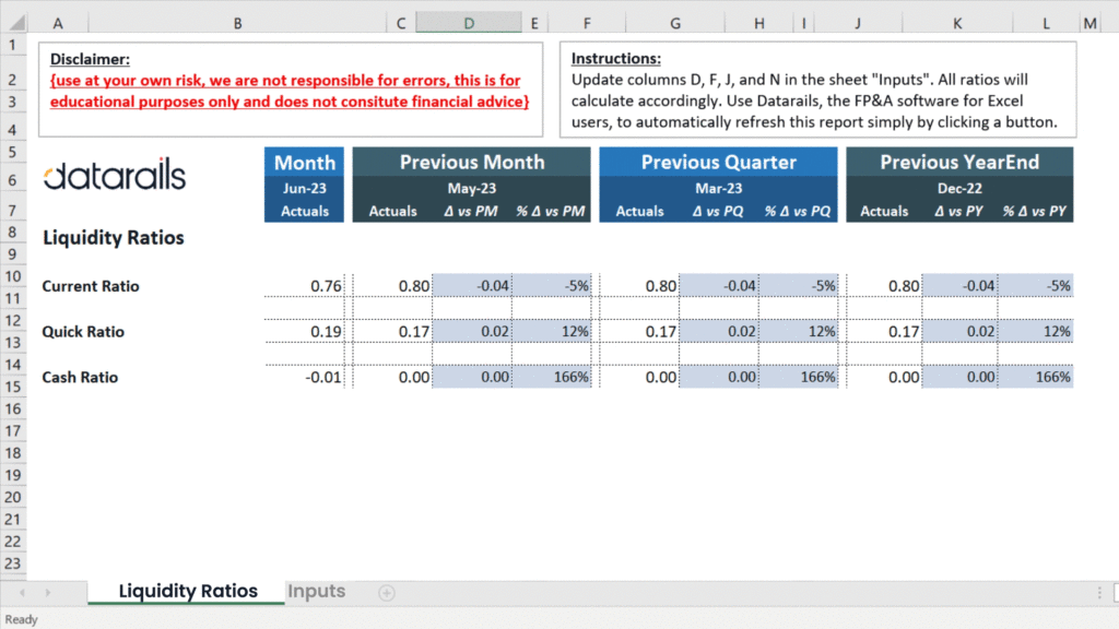 Financial Ratios Excel Template