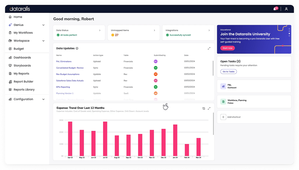 Datarails screenshot
