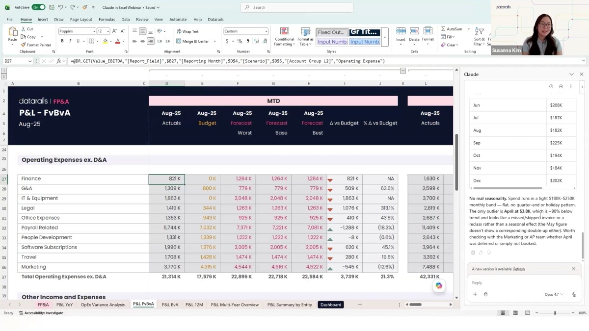 Claude in Excel: a live walkthrough