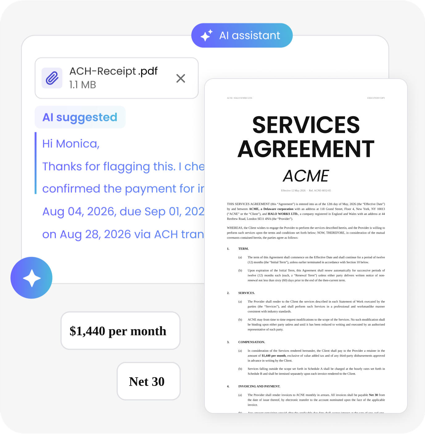 AI-drafted data-backed responses