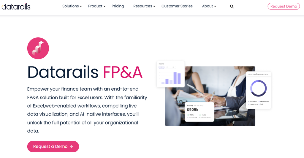 Datarails FP&A product page