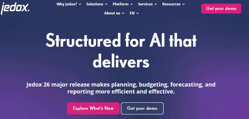 Jedox planning and reporting website screenshot